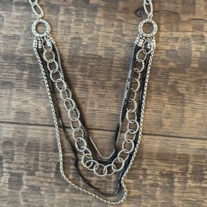 Brighton Pebble Cascade Layered Multi-Strand Silver Necklace